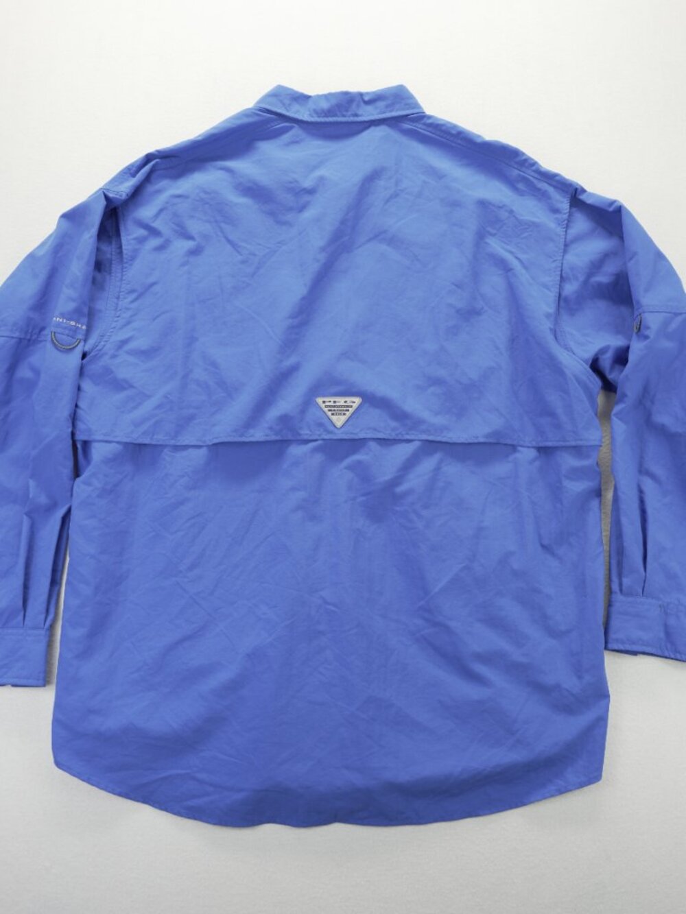 Columbia PFG Shirt Mens L Blue 100% Polyester Omni Shade Vented Fishing Ocean - Picture 8 of 10